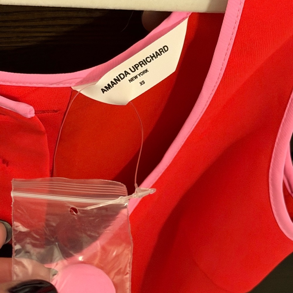 Amanda Uprichard Red and Pink Cutout Two-Piece Dress - Picture 4 of 5